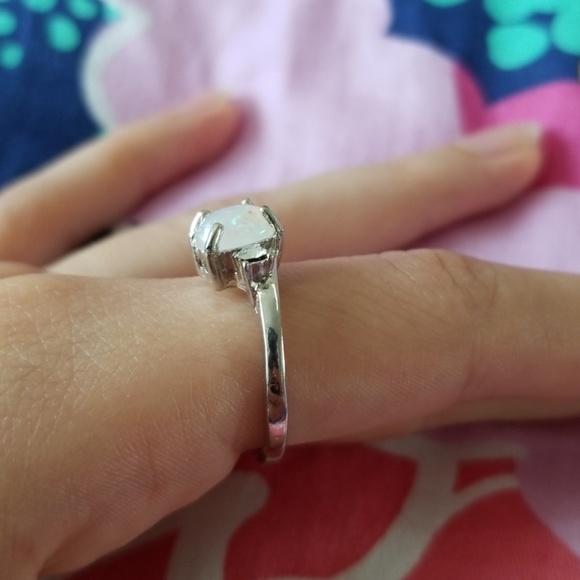 Unique 3 Stone Opal Moonstone Ring - Picture 2 of 4